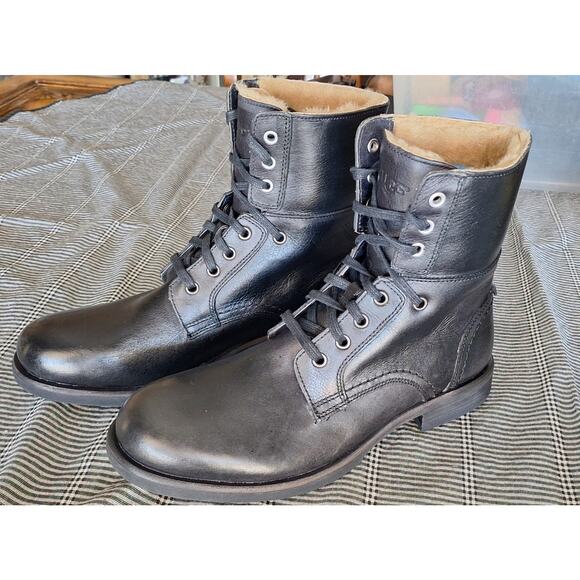 Men's UGG Larus Leather Military Boots Size 9 Style #1005176- NEW! Discontinued - Picture 1 of 10